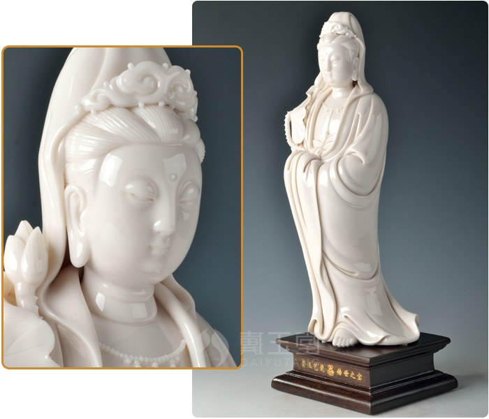 Yutang dai dehua white porcelain ceramic its art master Su Qinghe works/lotus guanyin D29-10