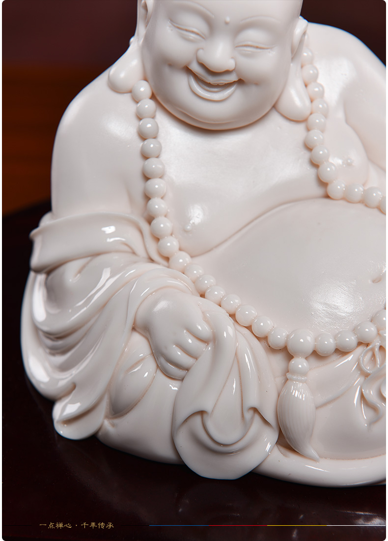 Yutang dai Lin Jiansheng master design gifts to dehua white porcelain art/child red comfortable maitreya
