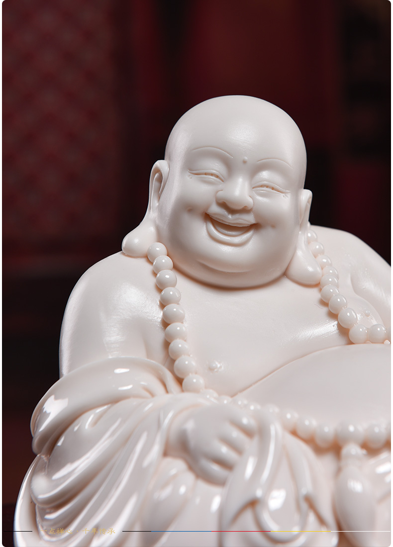 Yutang dai Lin Jiansheng master design gifts to dehua white porcelain art/child red comfortable maitreya
