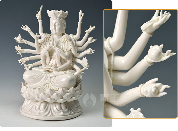 Yutang dai dehua white porcelain Lin Jiansheng master porcelain carving art furnishing articles guanyin Buddha enshrined expectant mother Buddha like