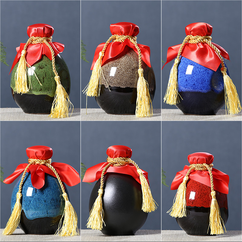 Yixing Ceramic Liquor Store Special Price Manufacturer Direct Sales 1 Catty Hand Grip Bottle With Ceramic Lid Seal Upscale Empty Sprinkle Bottle White Wine