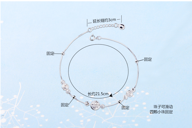 New 925 chuyển hạt vòng chân bạc nữ phiên bản Hàn Quốc của vòng chân đơn giản thời trang trang sức chuông quốc gia Nhật Bản và Hàn Quốc mới lắc chân bạc