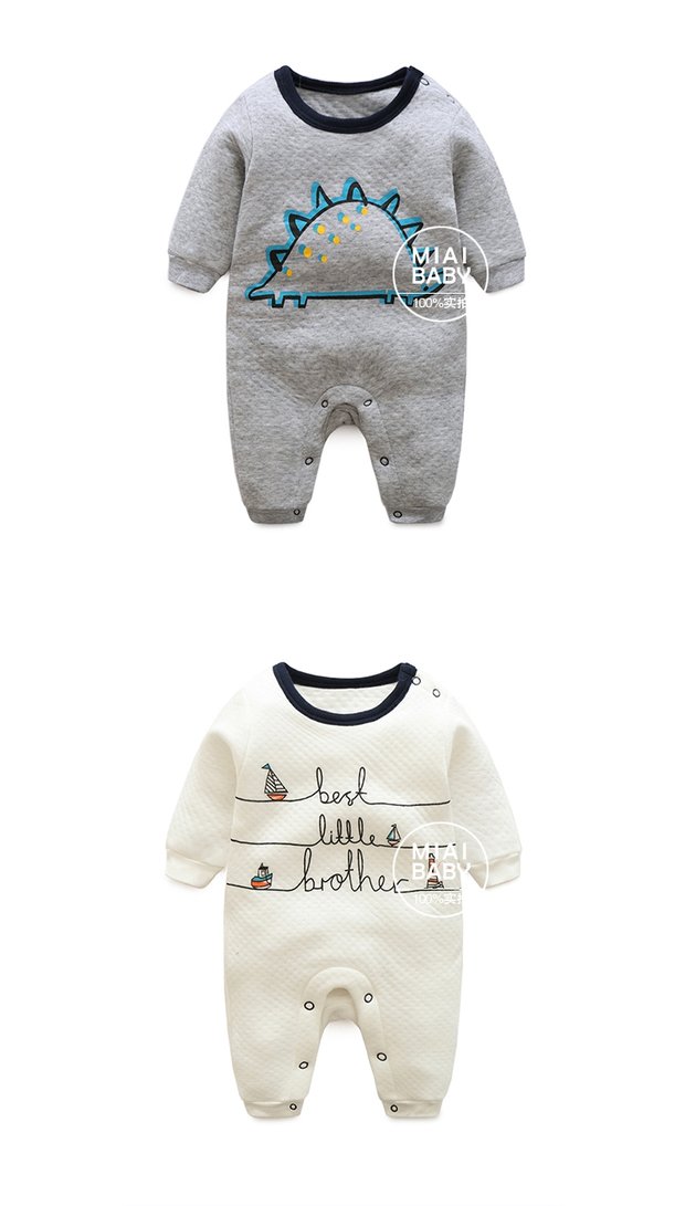 Quần áo trẻ em mùa thu và mùa đông trẻ sơ sinh trăng tròn bé không khí cotton ấm quần áo haber cotton romper mùa thu jumpsuit trẻ em xuân hè