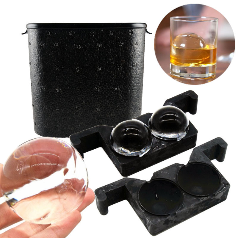 Creative Great Hockey Molds Whisky Frozen Ice Cubes Box Skulls Skull Head Ice Maker Transparent Crystal Round Silicone Ice