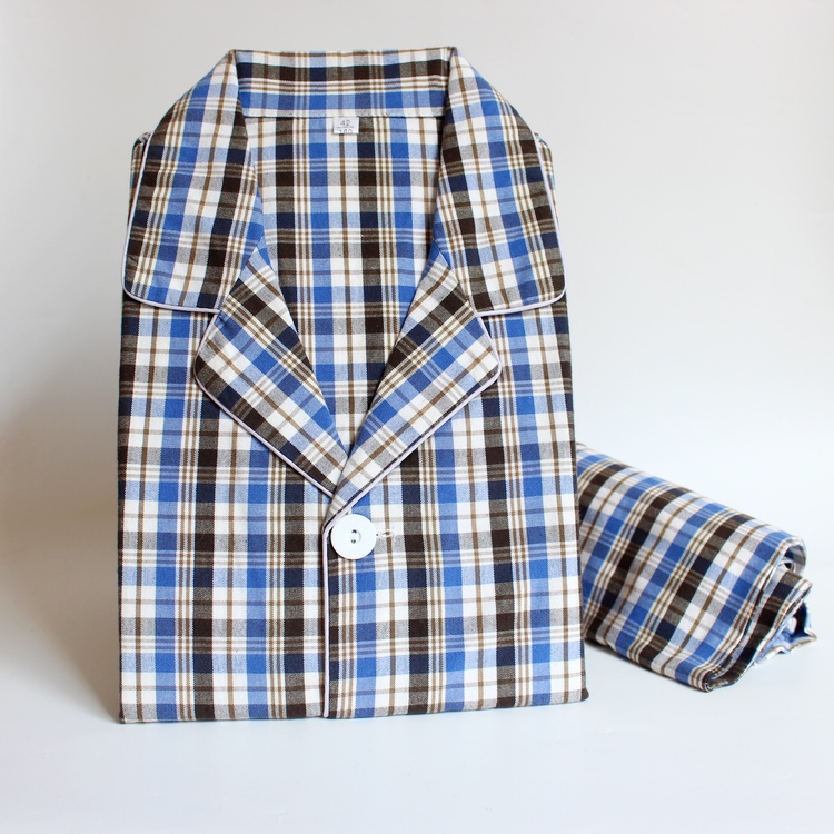 Ưu đãi đặc biệt cotton cũ vải thô đồ ngủ nam dài tay phù hợp với mùa xuân và mùa thu mẫu phục vụ nhà quần áo 2 bộ pijama đôi
