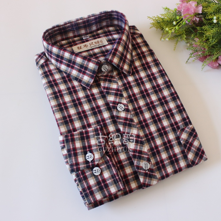 Mùa xuân và mùa thu Mới Chất liệu cotton cao cấp thô cũ chà nhám áo sơ mi nam tay dài kẻ sọc mua áo sơ mi