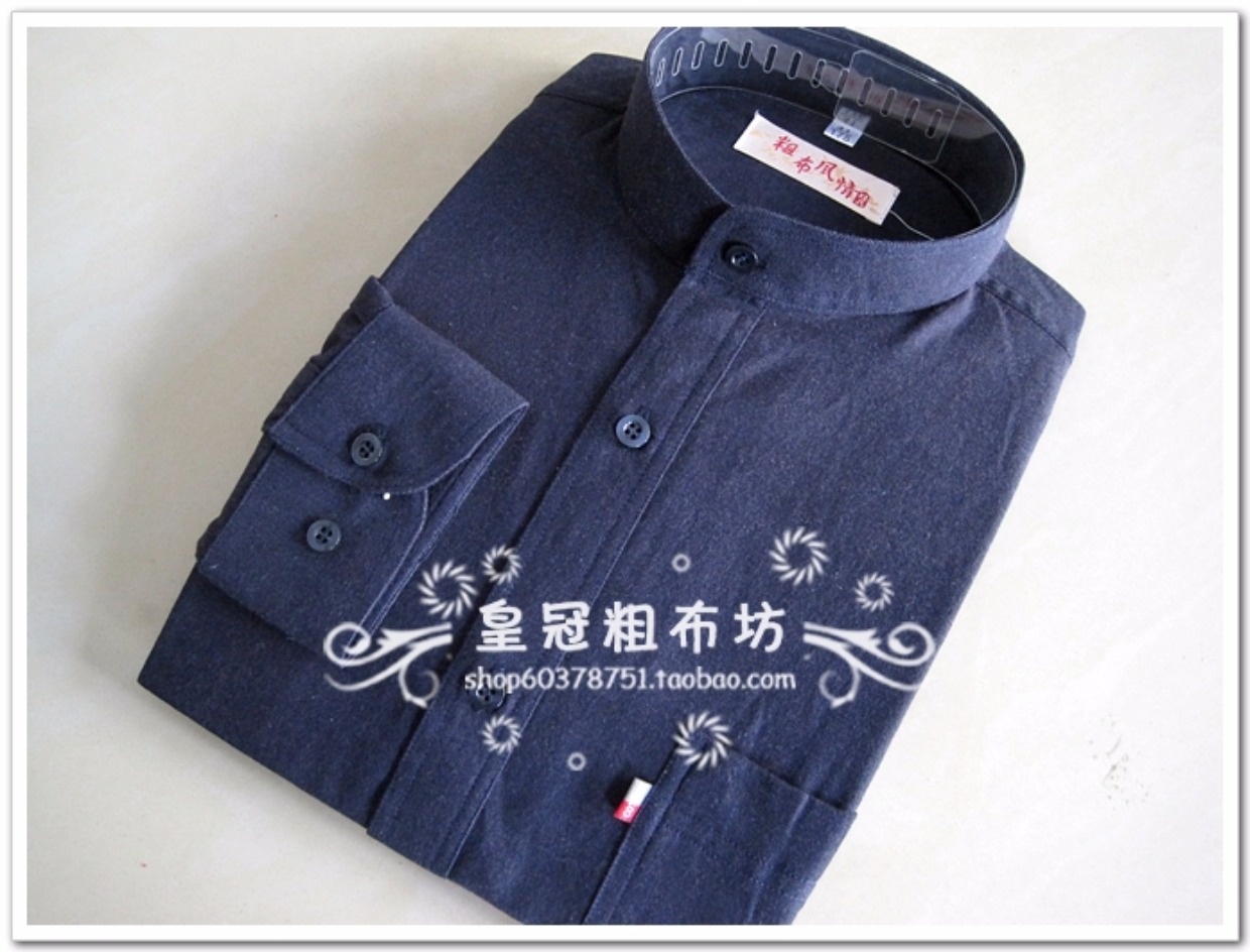 Cotton cổ áo màu thô cũ vải thô áo sơ mi nam tay dài cửa hàng quần áo nam tăng đột biến mùa thu áo sơ mi công sở
