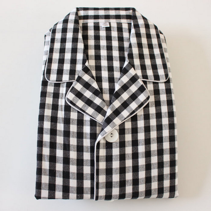 Ưu đãi đặc biệt cotton cũ vải thô đồ ngủ nam dài tay phù hợp với mùa xuân và mùa thu mẫu phục vụ nhà quần áo 2 bộ pijama đôi