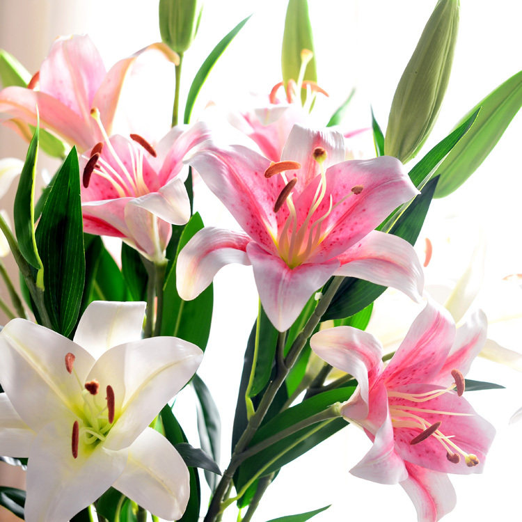 New 3-head upscale hand feel permalink Bathyflower emulated flower swing piece living-room furnishing flower table flower pendulum flower fake flowers