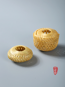 Handmade Bamboo Cover Base for Tea Pet Figurines and Teapot Handles, Made from the First Layer of Jade Bamboo and Rattan