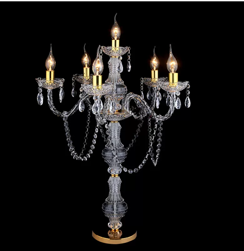 New wedding props 6-head acrylic crystal lamp road guide wedding ceremony pavilion photo area sign-in wedding decoration