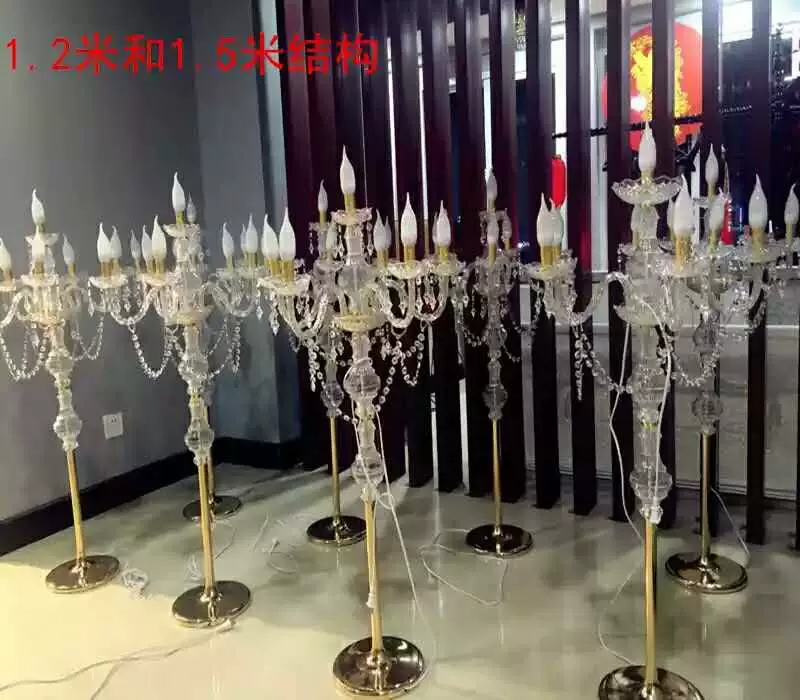 New wedding props 6-head acrylic crystal lamp road guide wedding ceremony pavilion photo area sign-in wedding decoration