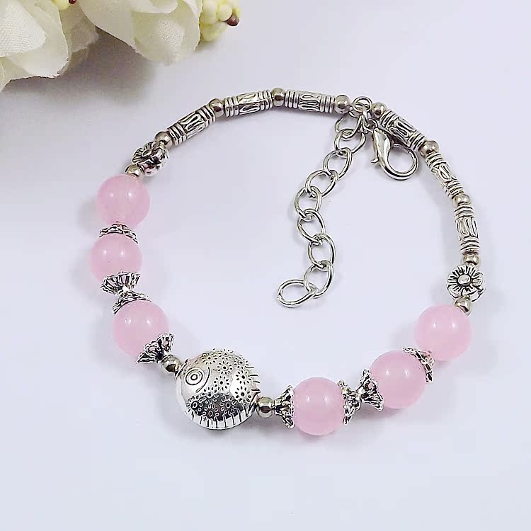Vòng đeo tay màu hồng chalcedony vòng tay cô gái pha lê màu sắc sinh viên phiên bản Hàn Quốc của món quà trang sức khai mạc hoang dã đơn giản và đáng yêu vòng tay vàng nam