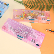  Net celebrity quicksand stationery box multi-function large-capacity pen box girls children kindergarten girls pencil box first grade