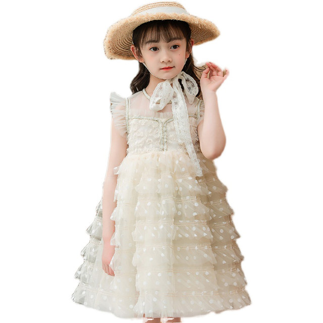 Girls princess cake dress 2023 summer new Korean little girl children's foreign style summer vest skirt dress