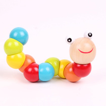 Variable caterpillars wooden toys twisted worms beaded beads early education puzzle color cognition children baby gifts