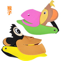 Little monkey headdress hat gorilla black head cover animal mask children kindergarten game show props eva