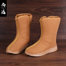 Shangyuan winter plus velvet Monk shoes Monk shoes Gaobang cotton shoes long boots warm cotton boots monk winter boots soft bottom monk boots
