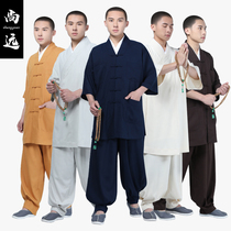 Shangyuan New Ice Silk seven-point sleeve new pants summer short coat Luohan coat Monk suit short sleeve monk suit