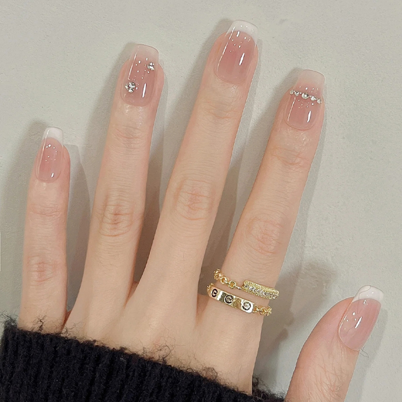 Handmade Nude Color Wearable Nails 2026 New Short Style High-End French Style Wedding Photo Shoot Manicure Bride Nail Patches