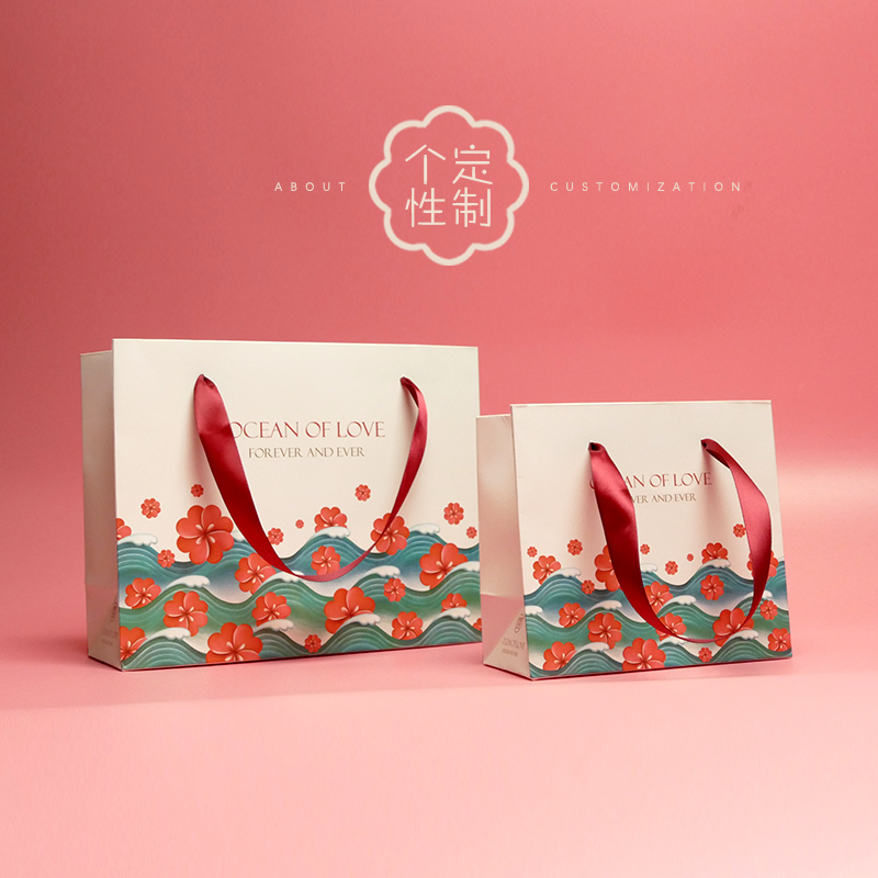Wedding companion gift bag ins hand-painted small fresh business gift bag exquisite hand-held high-end paper bag