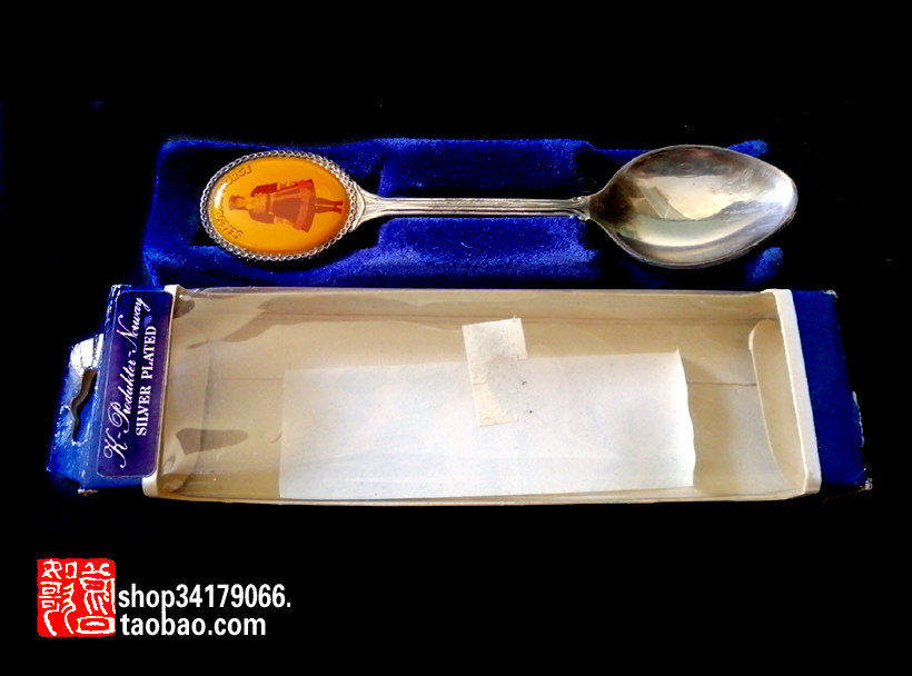 (Old Objects Decoration Craft Gift Hem) Norwegian Syddal Souvenir Silver Plated Coffee Spoon