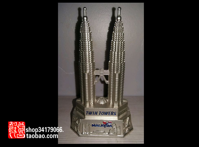 (Old Objects Decoration Craft Gift Hem) Malaysia Tourist Embossed Double Daughter Tower Alloy Silver Plated Bottle Opener