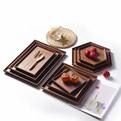 Черный грецкий орех с твердым деревом поддона японского стиля прямоугольный чайный поднос деревянный поддон домохозяйство цветочная тарелка чайная поднос десерт