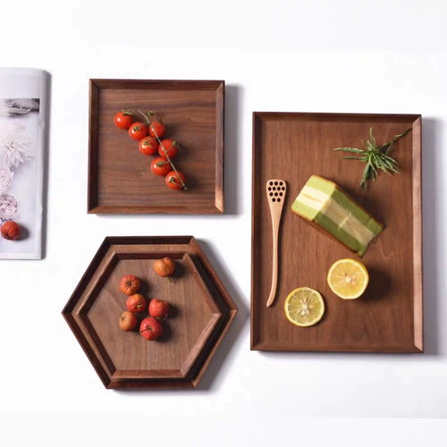 Черный грецкий орех с твердым деревом поддона японского стиля прямоугольный чайный поднос деревянный поддон домохозяйство цветочная тарелка чайная поднос десерт