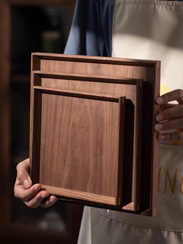 Черный грецкий орех с твердым деревом поддона японского стиля прямоугольный чайный поднос деревянный поддон домохозяйство цветочная тарелка чайная поднос десерт