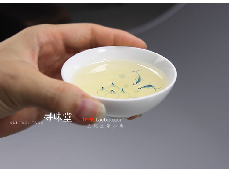 Jingdezhen vẽ tay cốc sứ màu xanh và trắng Cốc sứ trắng và cốc nhỏ Cốc nhỏ Kung Fu đặt chén nhỏ - Trà sứ ấm pha trà giữ nhiệt