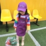 7bao không hoàn lại cho trẻ em phù hợp với bé gái phiên bản Hàn Quốc của sọc cầu vồng T váy tím dây đeo hai bộ thủy triều quần áo trẻ em xuất khẩu