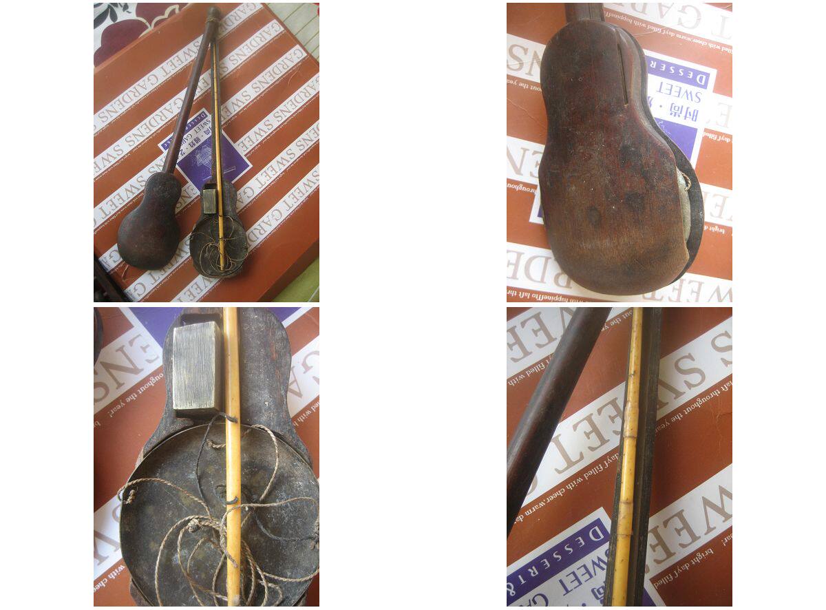 Ancient play miscellaneous collection Qingdai Bamboo shell Pipa scales Red Runway Bamboo shell Pulp Gourd Shaped Bronze Weight Lengthened Bone Pole