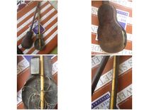 Ancient play miscellaneous collection Qingdai Bamboo shell Pipa scales Red Runway Bamboo shell Pulp Gourd Shaped Bronze Weight Lengthened Bone Pole