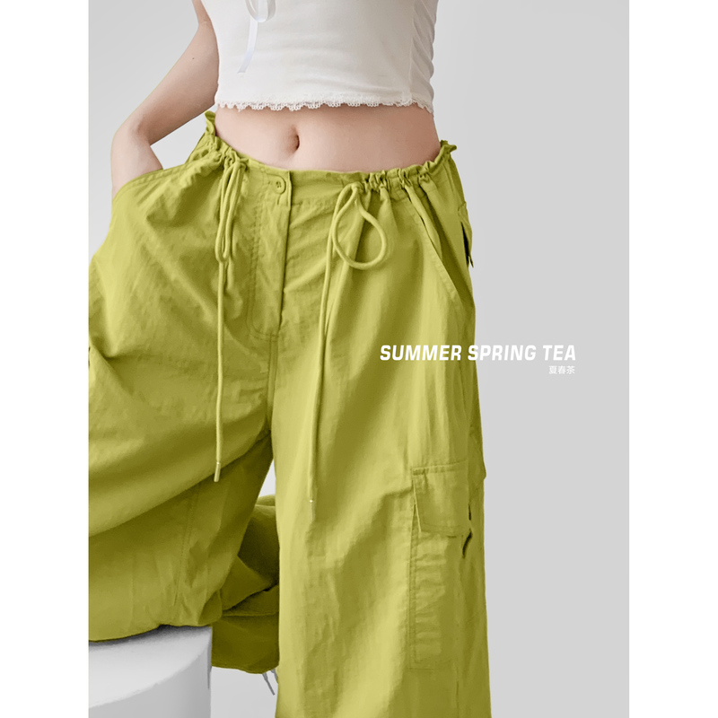Lemon Green Cargo Pants for Women, Spring and Summer 2026 New Style, Loose Casual Bf Lazy Style Parachute Quick-Dry Pants for Women Lemon Green Cargo Pants for Women, Spring and Summer 2026 New Style, Loose Casual Bf Lazy Style Parachute Quick-Dry Pants for Women