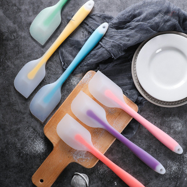 Baking Silicone Gel Scraper Yellow Green Red Nonstick Cream Smear Stir Pan Shovel Edible Cake Dessert Large
