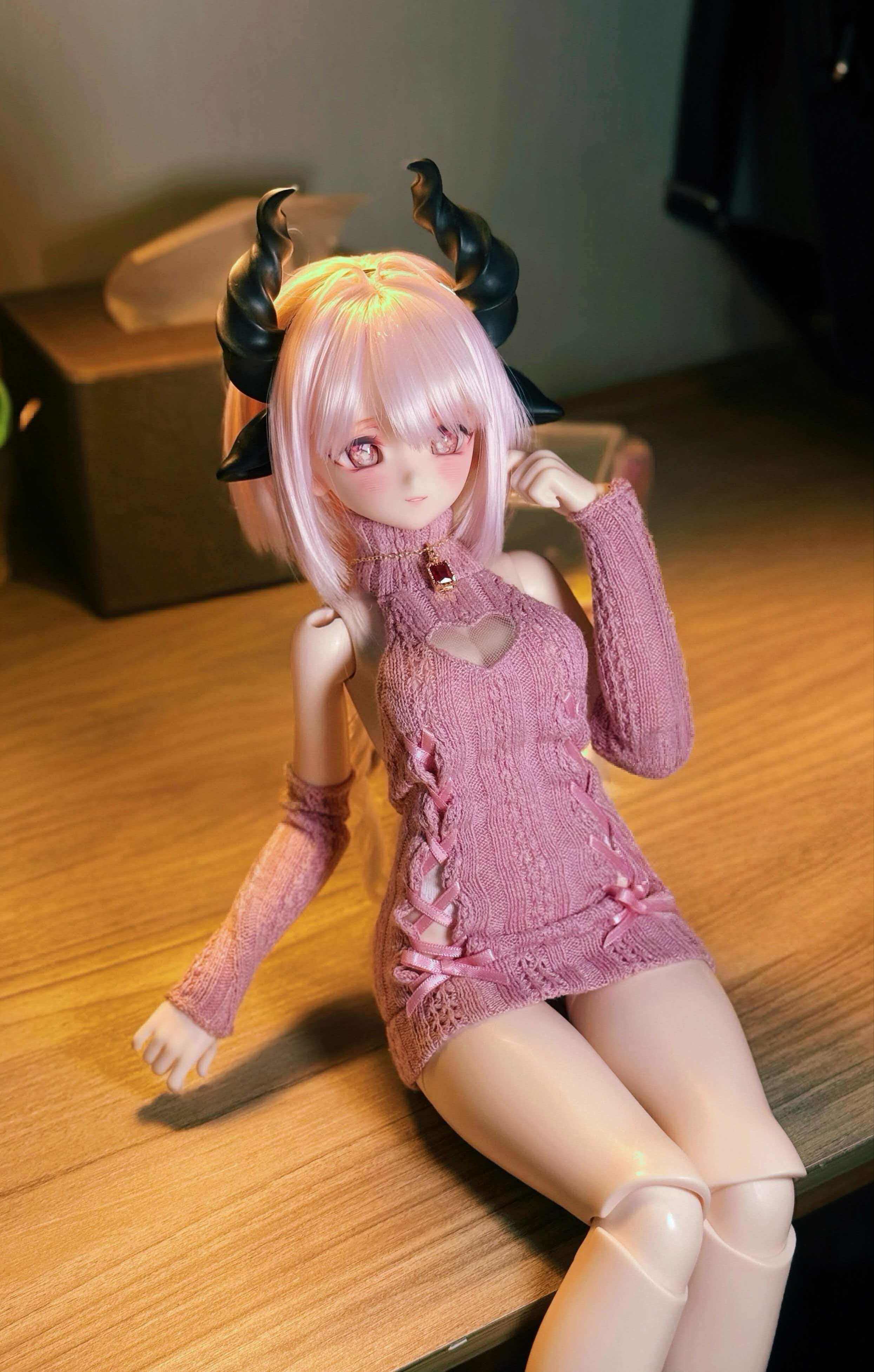 bjd衣服3分4分6分blythe 爱心毛线裙 套装bjd娃娃衣服配件毛线裙