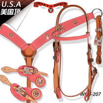 American Circle-Y Colour Cow Leather Breast poitrine with Spurs with suit Crystal Coral Suede Leather