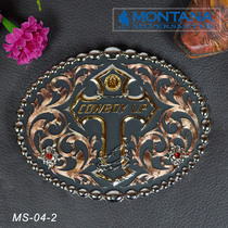 Imported Montana American Western cowboy belt buckle Copper wire cross belt buckle Western Giant