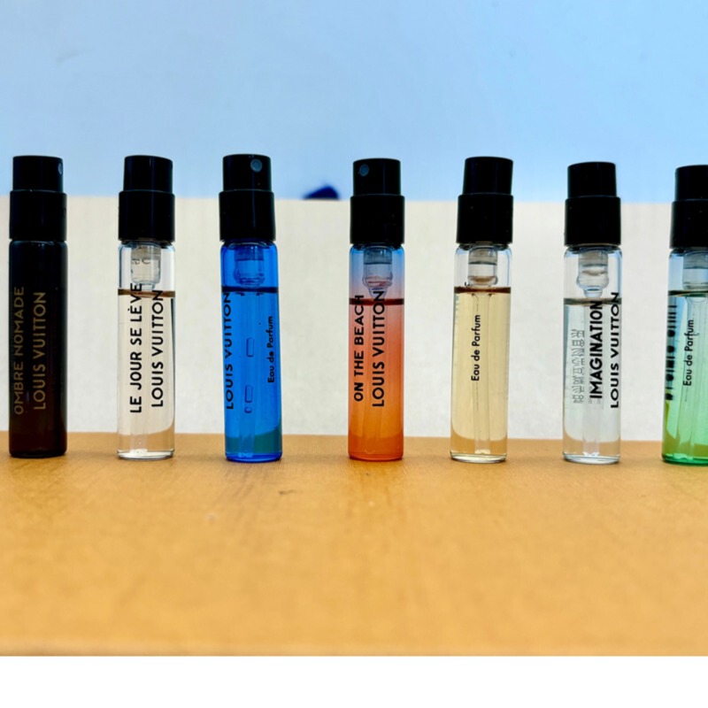 Lv Original Perfume Sample, Coastal Breeze, Rose in the Wind, Crimson Sand, Stormy Heart, Afternoon Shadow, Dawn Thoughts