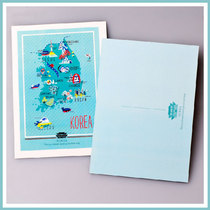 ins photo background card Korean hand-painted art Map Travel postcard front covered with dumb film