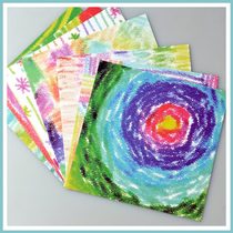 Origami paper cut DIY printing handmade paper corrugated gradient crayon graffiti single-sided printing 8-sheet pack