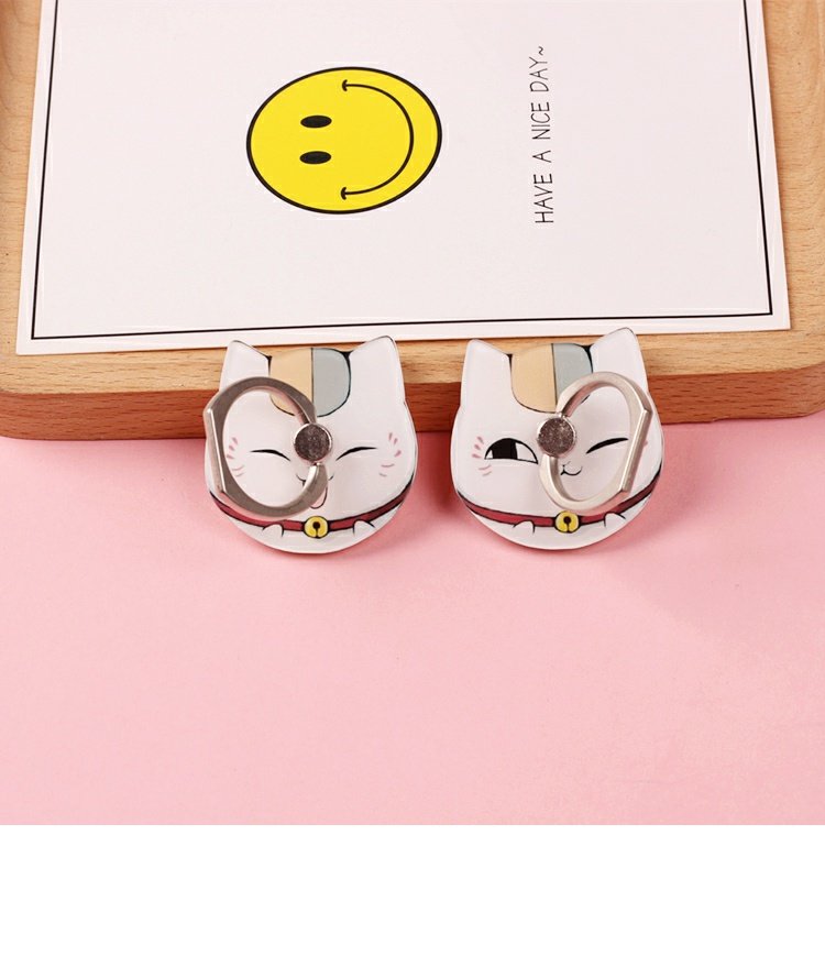 Điện thoại di động sáng tạo dán vòng khung khóa mèo giáo viên phim hoạt hình lười biếng khung kim loại máy tính để bàn màn hình lớn thả - Nhẫn đeo nhẫn ngón út
