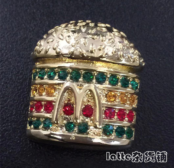 McDonald's burger diamond scarf buckle McDonald's badge pins McDonald's burger badge badge brooch