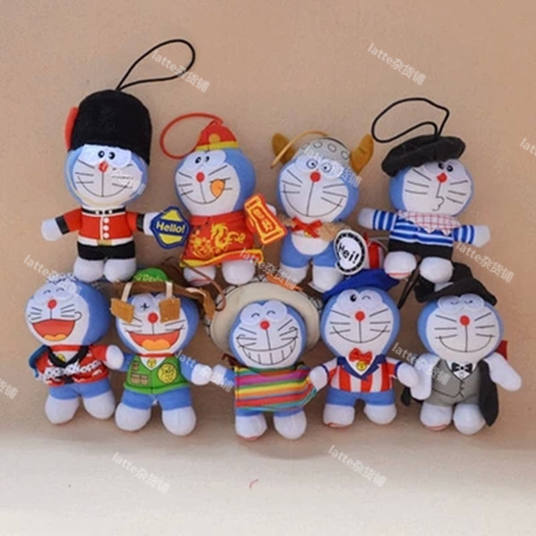 2010 McDonald's Doraemon Global Exchange Toys Robot Cat Plush Doll Pendant A full set of 9