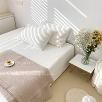 Favoria Korean ins cotton straight bar vertical bar solid color seam bed sheet cotton bed cover mattress pillowcase set of three