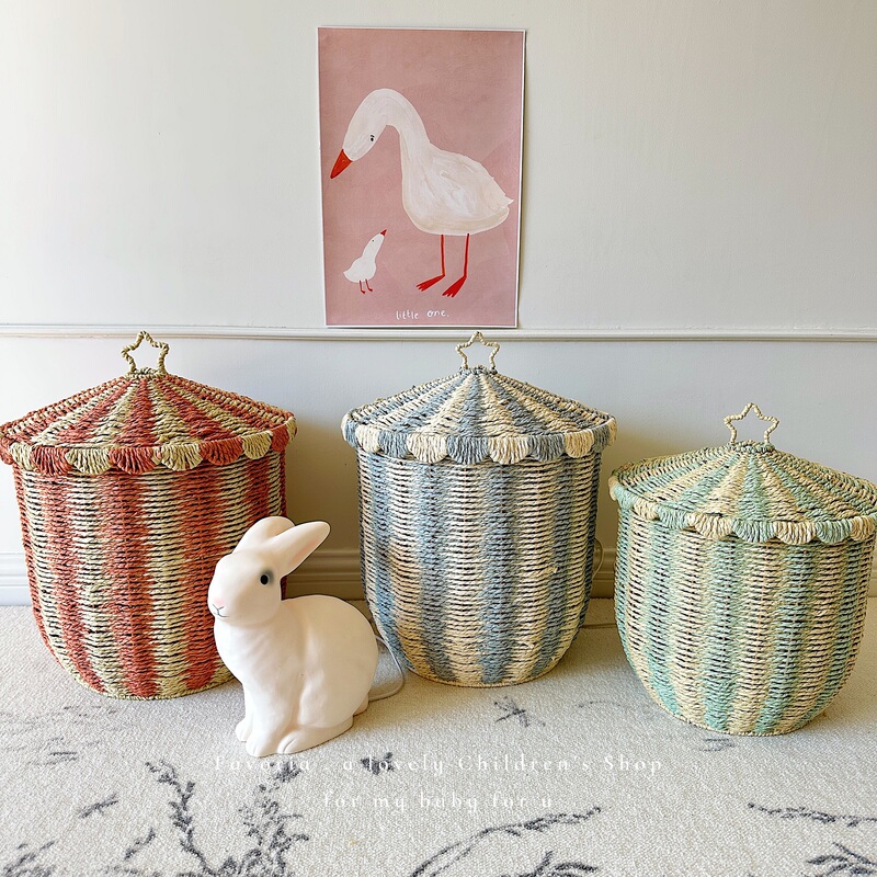 Favoria Korea ins Circus-Themed Toy Storage Basket Woven Storage Basket Children's Room Snack Organizer Dirty Clothes Hamper Favoria Korea ins Circus-Themed Toy Storage Basket Woven Storage Basket Children's Room Snack Organizer Dirty Clothes Hamper