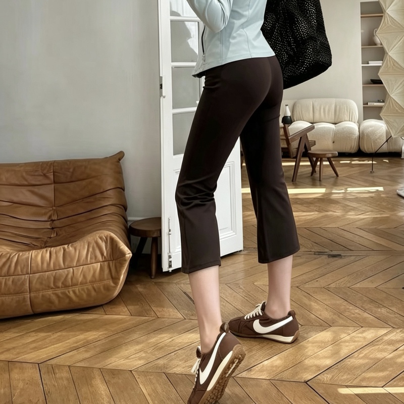 Unywang High-Waisted Stretchy Flared Cropped Yoga Pants for Outerwear Leggings Unywang High-Waisted Stretchy Flared Cropped Yoga Pants for Outerwear Leggings