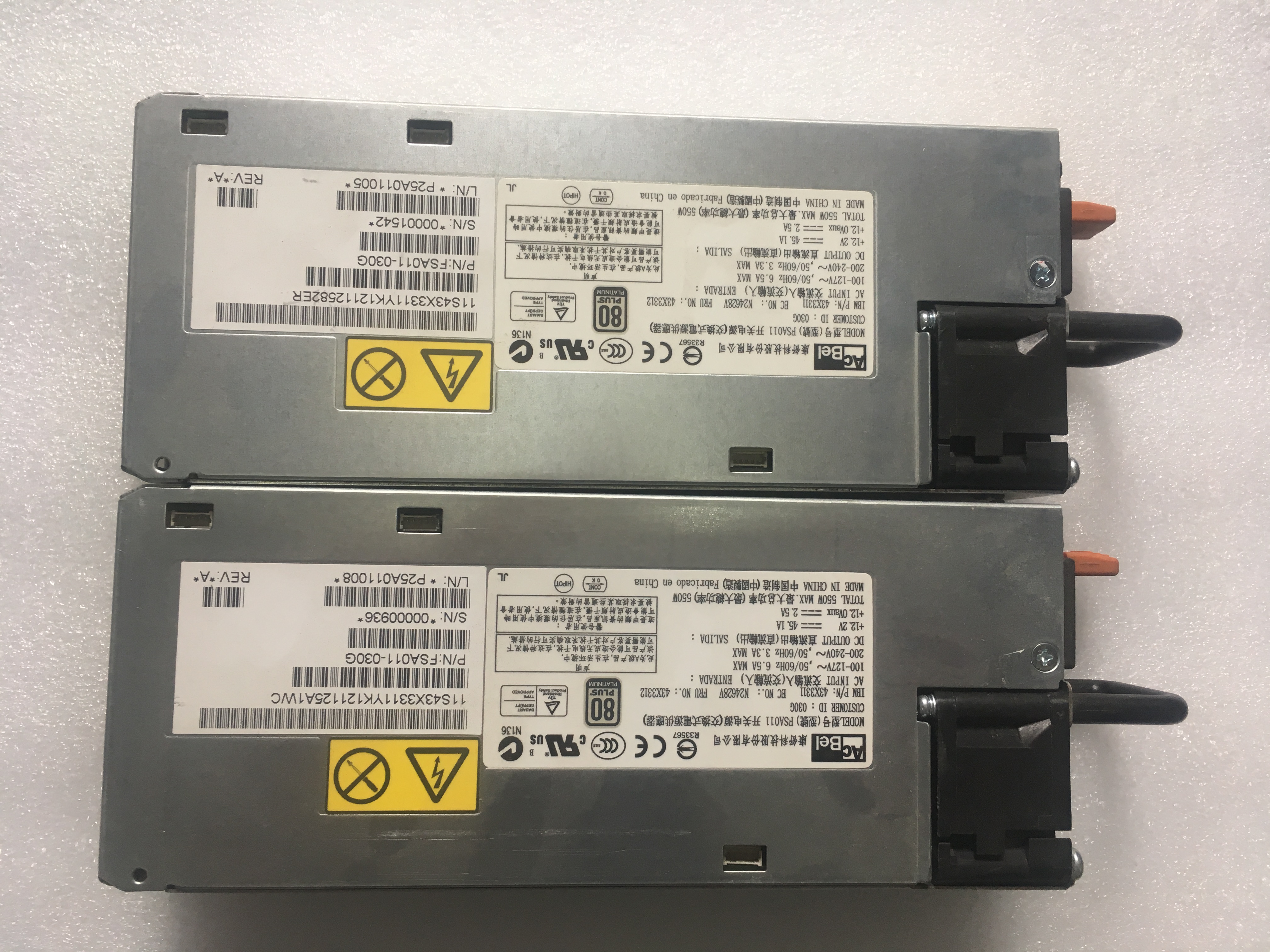 IBM X3550M4 X3650M4 X3630M4 550W power supply 43X3311 43X3312