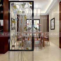  Shanghai art glass entrance partition Simple modern transparent double-sided carved three-dimensional light luxury Jane European Lucky tree